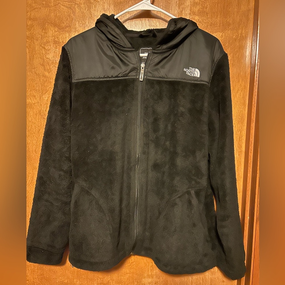 North face black fleece w/hood XL